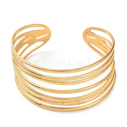 304 bracelets manchette multilignes en acier inoxydable BJEW-F457-05G-1