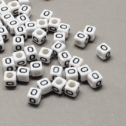 Perles européennes de lettre en acrylique à gros trou X-SACR-Q103-10mm-01O-1
