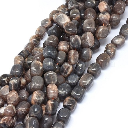 Brins de perles de sunstone noirs naturels G-O173-079A-1