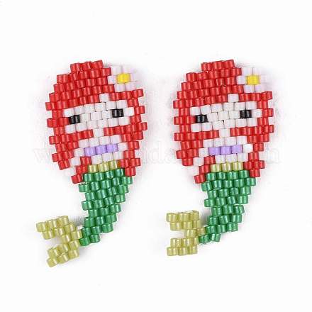 Handmade Japanese Seed Beads Stud Earrings EJEW-JE03356-02-1