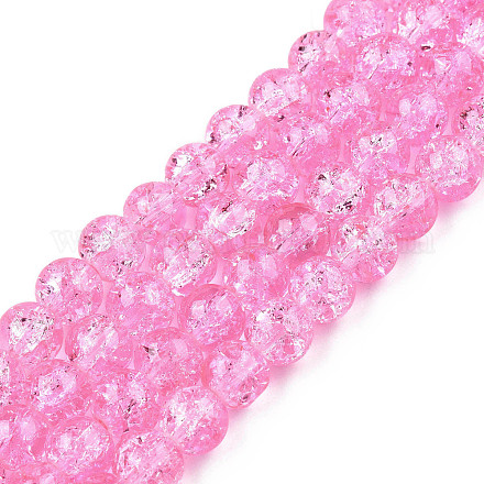 Chapelets de perles en verre craquelé peints à la bombe CCG-Q002-8mm-01-1