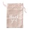 Stain Drawstring Bags, Candy Storage Bags, Rectangle with Word Thank You, PeachPuff, 15.2x10x0.15cm