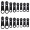 32Pcs 4 Style Zinc Alloy & Plastic Zipper Slider, Garment Accessories, Oval, Black, 3.4~4.3x1~1.25x0.8~1.1cm, 8pcs/style