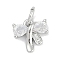 Rack Plating Brass Pendants, with Cubic Zirconia, Bowknot Charms, Long-Lasting Plated, Lead Free & Cadmium Free, with Jump Ring, Platinum, 8.5x9x2.5mm, Hole: 3mm