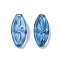 Transparent Glass Beads, Oval with Flower, Baking Paint, Marine Blue, 20x9.5x4mm, Hole: 1.2mm