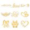 OLYCRAFT 9pcs 1.6x1.6 inch Golden Metal Stickers Heart Paw Prints Stickers Self Adhesive Angel Wing Paw Stickers Golden Epoxy Stickers for DIY Scrapbooks Epoxy Resin Art Crafts Water Bottle Decor