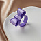 Bowknot Resin Cuff Rings for Women, with Glitter Powder, Medium Purple, Inner Diameter: 18mm