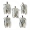 Natural Labradorite Pendants, Tooth Charms with Stainless Steel Color Stainless Steel Findings, 39.5~40x19~19.5x8~8.5mm, Hole: 3.5x6.5mm