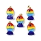 Handmade Lampwork Pendants, Fish Charms, with Rack Plating Golden Tone Brass Findings, Long-Lasting Plated, Colorful, 23~23.5x12~13x8~10mm, Hole: 4.4x3.8mm