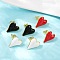 Brass Heart Stud Earrings, with Enamel, Rack Plating, Long-Lasting Plated, Cadmium Free & Lead Free, Real 18K Gold Plated, Mixed Color, 17.5x15mm