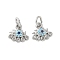 Brass Micro Pave Cubic Zirconia Charms, Eye Charms, with Jump Ring, Platinum, 9.5x10x3mm, Hole: 3mm