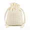 Linenette Drawstring Bags, Rectangle, Old Lace, 14x10cm