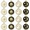 20Pcs 4 Styles Alloy Enamel Pendants, Flat Round with Sun & Moon, Light Gold, 16~16.5x13~13.5x2.2mm, Hole: 1.6mm, 5pcs/style