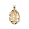 Brass Cubic Zirconia Pendants, Long-Lasting Plated, Oval with Holy Virgin Charms, Golden, Colorful, 21x14x3mm, Hole: 6x3mm