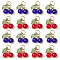 16Pcs Glass Pendants, Cherry, with Golden Tone Findings, Mixed Color, 16.5mm