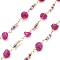 Natural Agate & Glass Link Chains, with Brass Chains, Rack Plating, Long-Lasting Plated, Lead Free & Cadmium Free, Golden, Soldered, with Spool, 5.5~9x6~8.5x6~8.5mm