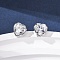Brass Micro Pave Clear Cubic Zirconia Stud Earrings, Rack Plating, Long-Lasting Plated, Cadmium Free & Lead Free, Platinum, Heart, 8.5x8.5mm