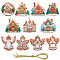 SUNNYCLUE 1 Box 11Pcs Mini Tree Ornaments Christmas Tree Decorations Gingerbread Man House Angel Snowman Ornament Small Winter Ornaments Plastic Xmas Ornaments for Home Party Hanging Supplies