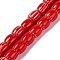 Handmade Lampwork Beads Strands, Rarrel, Red, 8x7.5mm, Hole: 1.2mm, about 47pcs/strand, 14.69''(37.3cm)