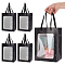 Paper Gift Storage Bags with Handle, Shopping Bags, Rectangle with Window, Black, 18x13x25cm