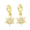 Brass Micro Pave Cubic Zirconia European Dangle Charms, Sun, Large Hole Pendants, Real 16K Gold Plated, 20mm, Hole: 4.2mm