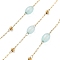 Natural Dyed Jade & 304 Stainless Steel Beads Link Chains, with 316 Stainless Steel Chains, Ion Plating(IP), Soldered, Oval, with Spool, 6x4.5mm