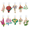 10Pcs Plastic Mobile Dustproof Plugs, with Alloy Enamel Flower Pendants, Mixed Color, 3~4.5cm, 10pcs/set