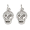 Brass Micro Pave Clear Cubic Zirconia Pendants, with Jump Ring, Skull Charms, Platinum, 13x8.5x3.5mm, Hole: 3mm