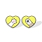 Acrylic Heart with Footprint Stud Earrings for Women, Yellow, 15mm