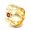 Rack Plating Brass Micro Pave Cubic Zirconia Solitaire Ring, Cuff Rings for Women, Cadmium Free & Lead Free, Long-Lasting Plated, Real 18K Gold Plated, Inner Diameter: 17.5mm