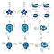 10Pcs 5 Styles Zinc Alloy Enamel Pendants, Tortoise, Blue, 22~26x18~24x3~3.5mm, Hole: 3x5mm, 2pcs/style
