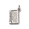 Brass Micro Pave Cubic Zirconia Pendants, Rectangle Charms, Long-Lasting Plated, Cadmium Free & Lead Free, Rack Plating, with Jump Ring, Platinum, 16x11x2.5mm, Hole: 3.5mm