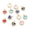 Brass Micro Pave Clear Cubic Zirconia Pendants, with Enamel, Real 18K Gold Plated, Long-Lasting Plated, Heart, Mixed Color, 12x11x2mm, Hole: 3.2mm