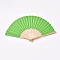 Wood Fans, Blank Paper Fans, Lime Green, 21x2.7x1.1cm, Unfold: 20.8x37.7x2.2cm