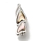 Brass with Shell Fold Over Clasps, Heart, Platinum, 25x9.5x9.5mm, Hole: 1.2mm