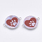 304 Stainless Steel Links connectors, with Enamel, Love Pet Theme, Flat Round with Heart and Dog Paw Prints, Stainless Steel Color, 21x15.5x0.7mm, Hole: 1.4mm