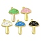Rack Plating Brass Enamel Pendants, Long-Lasting Plated, Lead Free & Cadmium Free, Real 18K Gold Plated, Mushroom Charm, Mixed Color, 15.5x11x2mm, Hole: 1mm