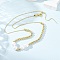 Brass & ABS Imitation Pearl Round Beaded Adjustable Slider Necklaces, Long-Lasting Plated, Rack Plating, Lead Free & Cadmium Free, White, Real 18K Gold Plated, 18-1/8 inch(46cm)