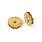 Brass Rhinestone Spacer Beads, Grade A, Wavy Edge, Golden Metal Color, Rondelle, Light Colorado Topaz, 12x4mm, Hole: 2.5mm
