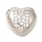 Rack Plating Brass Micro Pave Cubic Zirconia Pendants, Cadmium Free & Lead Free, Heart with Letter A~Z Charms, Platinum, Letter M, 14.5x16x6mm, Hole: 3mm