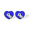Acrylic Heart with Footprint Stud Earrings for Women, Violet, 15mm