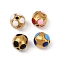 304 Stainless Steel Enamel Beads, Football, Ion Plating(IP), Real 18K Gold Plated, Mixed Color, 9.5mm, Hole: 1.6mm