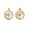 Brass Micro Pave Clear Cubic Zirconia Pendants, with Shell, Jump Rings, Real 18K Gold Plated, Heart, 21x18x3mm, Hole: 3.5mm