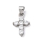 304 Stainless Steel Cubic Zirconia Pendants, Cross Charms, Stainless Steel Color, 17x11x3mm, Hole: 4x2.7mm