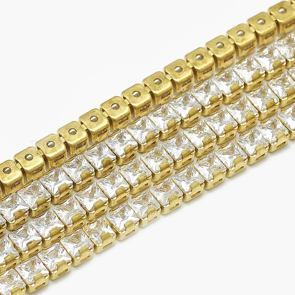 Wholesale Brass Square Cubic Zirconia Chains