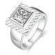 Classic Brass Cubic Zirconia Square Wide Band Finger Rings RJEW-BB00671-03-1