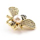 Bee Alloy Brooch with Resin Pearl JEWB-O009-03-3