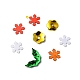 クリスマステーマのプラスチックスパンコールビーズ  ミシンクラフト装飾  花/雪の結晶/ヒイラギの葉  ミックスカラー  4.5~5x4.5~7x0.2~0.8mm  穴：0.8~0.9mm  約92500個/500g KY-C014-09-4