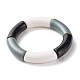 Opaque Chunky Acrylic Curved Tube Beads Stretch Bracelets for Men Women BJEW-JB07317-2