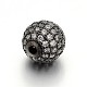 Perles rondes en laiton avec zircone cubique de micro pave ZIRC-L017-01B-2